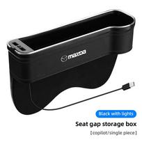 Car LED Lights Seat Gap Storage Box Cup Holder With USB Charging For Mazda 2 6 3 CX5 CX80 CX70 CX90 MX30 CX60 CX50 CX30 BT50 black