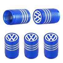 For Volkswagen 5Pcs Aluminum Car Wheel Valve Protection Cap Tyre Dust Cover VW Volkswagen Jetta Polo Touran Golf Passat mėlyna
