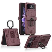 „Samsung Galaxy Z Flip 4 3 Case“ prabangus magnetinis vyris, fotoaparato apsauginis žiedo laikiklis, kietas dangtelis, skirtas Samsung Z Flip4 dėklui For Samsung Z Flip 3 tamsiai raudona spalva