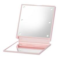 Mini LED makiažo veidrodis Sulankstomas nešiojamas makiažo veidrodis su 6 LED Dvipusis kosmetinis veidrodis rožinė