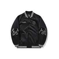 Li Ning X OG Slick Collaboration Flame Stripe Letter Single-Breasted Long Sleeve Cotton Jacket Unisex Jacket Black AJMT075-2 S black