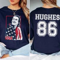 Jack Hughes USA Gold Patriotic Hockey Fan 2-Sided T-Shirt 3XL white