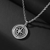 Necklace Compass Compass Light Luxury Simple Style Pendant black