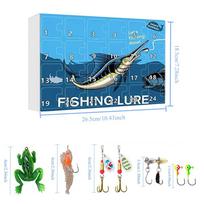 24 Days Christmas Advent Calendar Christmas Fishing Lures Advent Calendar 24 Days Fishing Tackle Countdown Calendar Box single attribute mėlyna