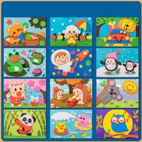 12 Pcs 3D EVA Foam Cartoon Animal Vehicle DIY Stickers Handmade for Kids Gift Kindergarten blue