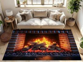 Kilimėlis neslystantis 3D akmens liepsnos iliuzija plotinis kilimas Neslystantis pagrindas svetainei vonios kambariui stovyklavimui grindų kilimėlis namų dekoravimo kilimėlis 40X60cm gray