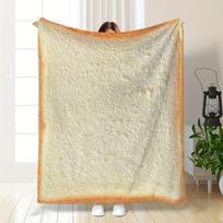 JIT 1 pc Bread Slice Design Printed Flannel Blanket 2D Flat Print Unique Home Decor Bedroom Bed Throw Warm Quirky Stylish Size: 75*100cm, Weight: 230 GSM beige