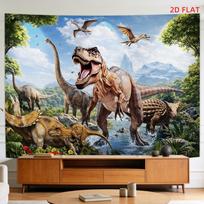 Didelis Juros periodo dinozaurų gobelenas Sienos dekoracija Džiunglių scena Preistorinis safaris Meno kambario dekoras Vaikams Darželiui Miegamajam Plakatas 100X70CM white