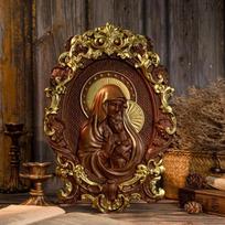 Religious Wood Carving Virgin Mary and Baby Jesus Catholic Home Hanging Decor 35cm