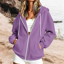 Women's Casual Zip-Up Hoodie with Pockets and Long Sleeve Color for Fall Winter XL pink