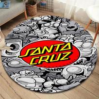 Santa Cruz Round Area Rug,Carpet Rug for Living Room Bedroom Sofa Playroom Decor,Non-slip Floor Mat 80cmx80cm red