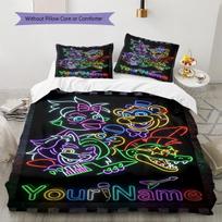 Name Custom FNAF Pattern Bedding Set Quilt Cover Pillowcase Home Decor Gift (1 * duvet cover + 2 * pillowcase, without core) 135x200cm white
