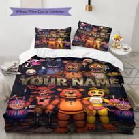 Name Custom FNAF Pattern Bedding Set Quilt Cover Pillowcase Home Decor Gift (1 * duvet cover + 2 * pillowcase, without core) 135x200cm gray