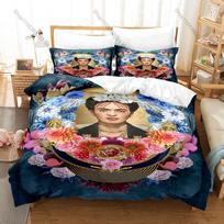 Classic Frida Kahlo Art Print Duvet Cover 2 Pillowcases Soft Microfiber Bohemian Style Room Bedding Mexican Art Bed Linens Gift EU Single 135*200cm/53x79in 3pcs beige