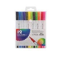 12-120 Colores Set Dual Brush Markers Pens,(Fineliner & Brush) Art Markers, Artist Coloring Marker Set for Adult Coloring Books No Bleeding 12PCS balta
