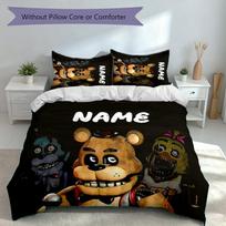 3pcs Custom Name Five Nights at Freddy's Set,Includes 1 Duvet Cover and 2 Pillowcases,All-season Bedroom Decor 140cmx210cm white