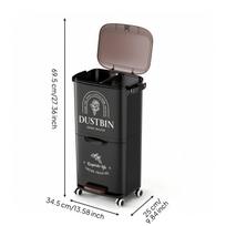 Multi-Layer Trash Can with Drawer Slim Kitchen Bin Wheels Hands-Effortless