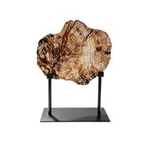 Wood Ornament Rustic Wooden Piece on Stand Earthy Minimalism Tabletop