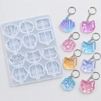 1pcs Translucent Design Epoxy Resin Mold Reusable Mold Keychain Making Kit  For DIY Keychains white
