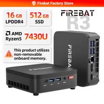 FIREBAT R3 Mini PC AMD Ryzen 5 7430U/Ryzen 3 4300U 16GB LPDDR4 RAM 512GB SSD Mini Computer Triple 4K WiFi 6 BT5.2 Micro PC for Home Office Business 16GB RAM 512GB SSD