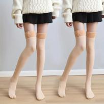Fashion 2 Pairs Solid Thigh High Socks Plush Lined Over The Knee Socks Women's Stockings Hosiery Home Snow Boots Floor Sock Stockings One-size