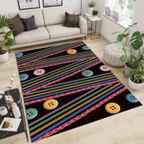 Art Black Background White Lines Indoor Area Rugs Carpet Rug with Non-Slip Backing for Kids Boys Girls Bedroom Dining Room 40X60cm-16x24in