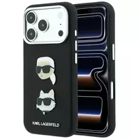Karl Lagerfeld Saffiano with Karl  AND  Choupette Heads Pins  AND  Logo phone case for iPhone 18 Pro | iPhone 17 Pro black