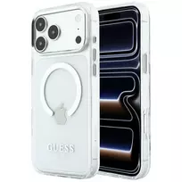 GUESS Metal Outline phone case with MagSafe support for iPhone 18 Pro Max | iPhone 17 Pro Max silver