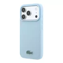 Lacoste PVC Iconic Petit Piqué Metal Logo phone case with MagSafe support for iPhone 18 Pro Max blue
