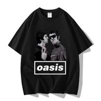 British Street Oasis Band Oasis Loose Fashion Versatile Trendy Brand Short-sleeved Clothes Half-sleeved Cotton Couple T-shirt XL juoda