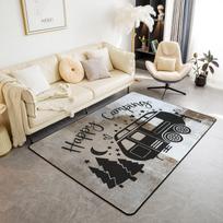 Happy Camping Living Room Rugs,Rv Car Area Rug,Vintage Farmhouse Style Non Slip Carpet, Camper Indoor Floor Mat for Travel Lover 40x60cm
