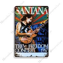 Santana plakatas Dekoratyvinė lėkštė Roko muzika Metalo plakatas Garažas Klubas Metalo skardos ženklas Metalo plokštė Sieninė lėkštė Vyriško urvo sienų dekoras 20x30cm（7.8x11.8inch）