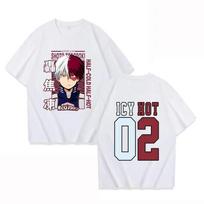 Funny Todoroki Shoto Print Tshirt Summer Anime Pattern T Shirt Women Men Short Sleeve Loose Shirts M white