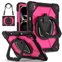 Stand Case for IPad Air 13 2026 M4 2025 M3 2024 M2 4 5 Pro 13 2025 M5 2024 M4 Rotating Handle Grip Rugged Cover Shoulder Strap iPad Pro 13 2025 M5 rožinio aukso spalvos