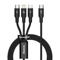 Baseus Rapid Series 3-in-1 USB-C to USB-C / Lightning / micro USB cable 20W PD 1.5m - black - OUTLET