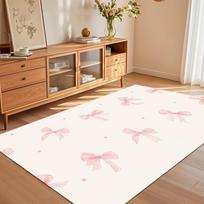 Watercolor Pink Bow Area Rug Non Slip Soft Floor Carpet for Girls Room Nursery Bedroom Living Room Playroom Entryway Decor 40X60cm beige