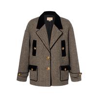 GUCCI Herringbone Button-Up Coat 752364-ZANQ2-1214 44 ruda