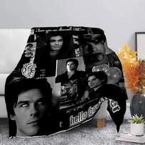 Damon Salvatore The Vampire Diaries Throw Blanket Soft Cozy Picnic Home Travel Birthday Gift Warm Comfortable 130cmx150cm gray
