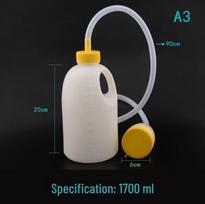 Large Capacity Men's Urinal with Lid for Bedridden or Elderly - Odor Proof Urinal with 90cm Tube - Male gray