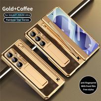 For Samsung Galaxy Z Fold 8 Ultra S Pen Holder Bracket Glass Protector Cover for ZFold 8 Fold8 Ultra Plating Hard PC Hinge Case Galaxy Z Fold 8 Ultra black