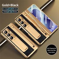 For Samsung Galaxy Z Fold 8 Ultra S Pen Holder Bracket Glass Protector Cover for ZFold 8 Fold8 Ultra Plating Hard PC Hinge Case Galaxy Z Fold 8 Ultra black