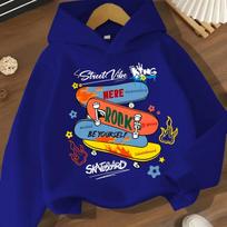Kids Skateboard Hoodie Graffiti Graphic Print Pullover Sweatshirt Boys Girls Streetwear Cartoon Casual Hooded Top Autumn Winter 110 brown