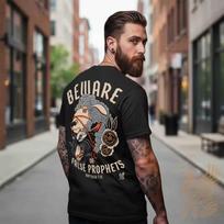 Wolf in Sheep False Prophets Bible Verse Back Print Tshirt Christian Vintage Tattoo Graphic Men Cotton Tee 110 gray