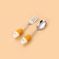 New Cute Spoon Fork Set Stainless Steel Coffee Spoon Set Ice Cream Scoop Cartoon Rabbit Dessert Spoon Teaspoon Dessert Fork Set beige