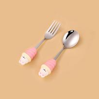 New Cute Spoon Fork Set Stainless Steel Coffee Spoon Set Ice Cream Scoop Cartoon Rabbit Dessert Spoon Teaspoon Dessert Fork Set