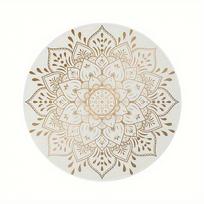 Gold Mandala Round Area Rug, Bohemian Art Style Soft Floor Carpet Mat for Living Room Bedroom Home Decor Accent 60cm x 60cm white