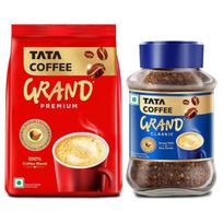 Tata Classic Instant Coffee 200g Pouch, Chicory Mix, Strong Taste & Rich Aroma | & Tata Premium Instant Coffee 90/100g red