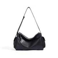 Pillow leather casual autumn and winter bag messenger bag women's fashion portable new women's large-capacity commuter shoulder bag black