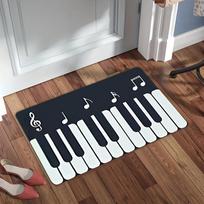 Fortepijono klaviatūros kilimas, aksominis flanelinis spausdintas grindų kilimėlis, muzikinio dizaino dekoratyvinis kilimas, virtuvės namų dekoras 40x60cm white