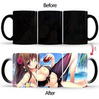 Kūrybingas Kawaii spalvą keičiantis puodelis BSKT-011 Išblukstantys puodeliai Originalūs puodeliai Termojautrus puodelis Keraminiai kavos puodeliai Didmeninė prekyba 350ml black